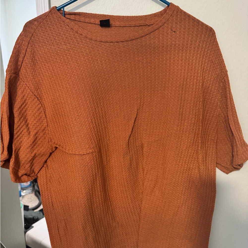 Rust Orange Textured T-Shirt